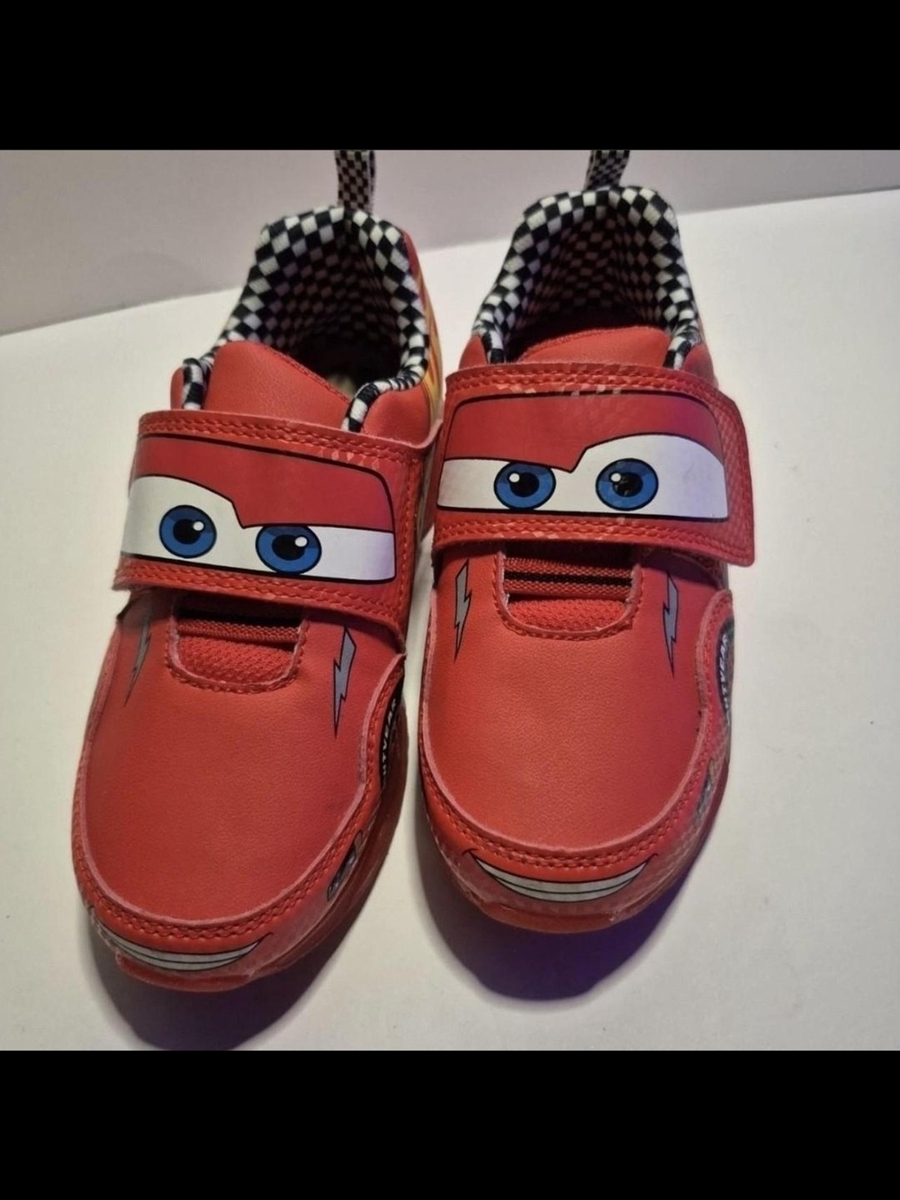 Kids Red Lightning Character Sneakers with Velcro Strap